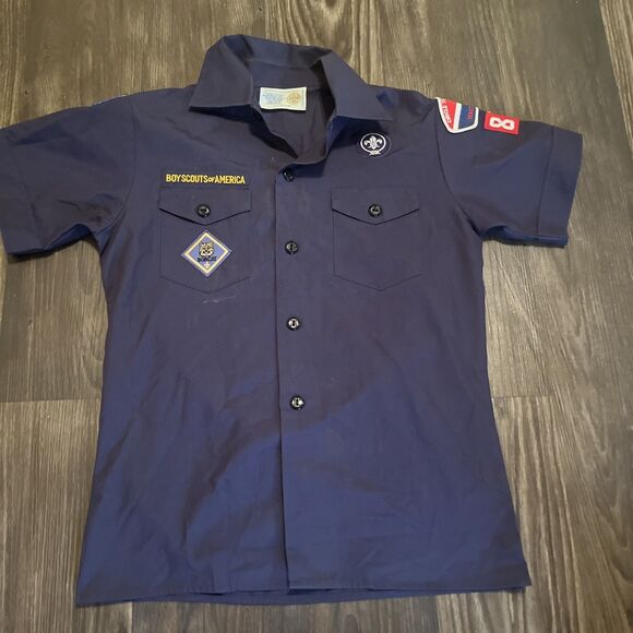 Boy Scouts America Scout Uniform Boys Youth Shirt Button Front Blue Size Medium - Picture 2 of 8